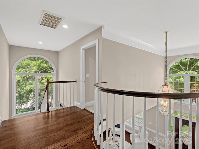 13029 Whisper Creek Dr, Charlotte, NC 28277 - corridor featuring an upstairs landing, recessed lighting, baseboards, and wood finished floors