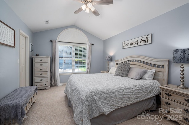 319 Beacon Hills Dr, Gastonia, NC 28056 - bedroom featuring carpet floors, lofted ceiling, and ceiling fan