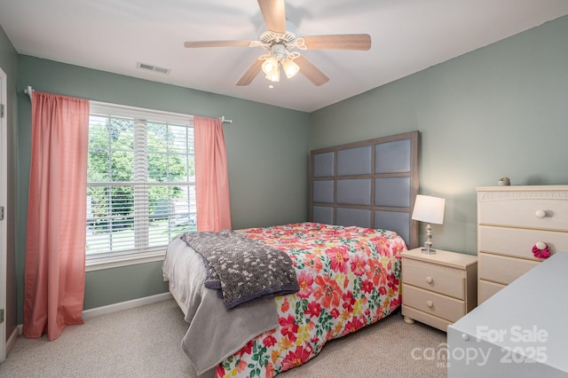 319 Beacon Hills Dr, Gastonia, NC 28056 - bedroom featuring light colored carpet, a ceiling fan, and baseboards