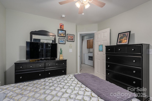 319 Beacon Hills Dr, Gastonia, NC 28056 - bedroom with carpet flooring, washer / dryer, and a ceiling fan