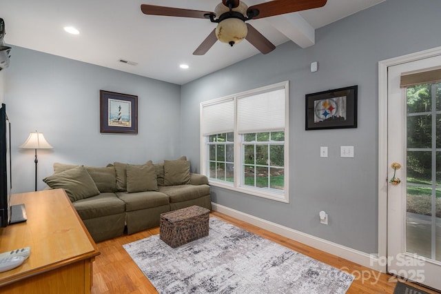 319 Beacon Hills Dr, Gastonia, NC 28056 - living area with ceiling fan, light wood-type flooring, baseboards, and recessed lighting