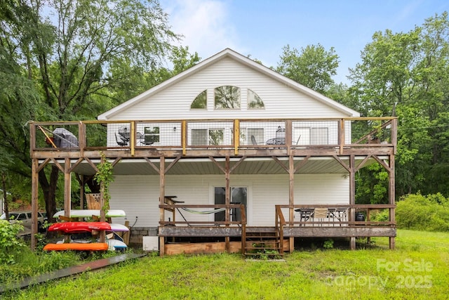 1077 Jackson Rd, Fort Lawn, SC 29714 - rear view of property with a wooden deck and a yard