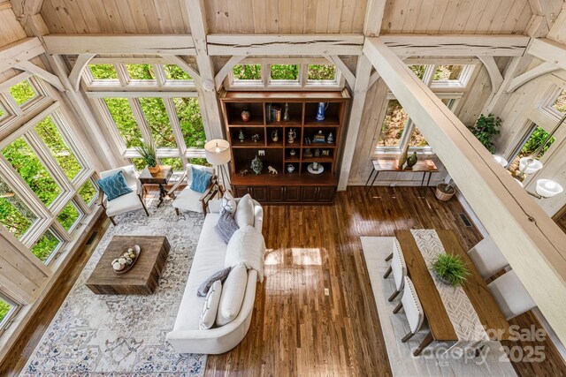 sunroom / solarium with beam ceiling