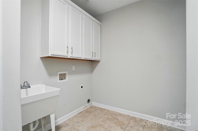 5028 Polo Gate Blvd, Charlotte, NC 28216 - laundry room with cabinet space, hookup for a washing machine, hookup for an electric dryer, baseboards, and light tile patterned floors