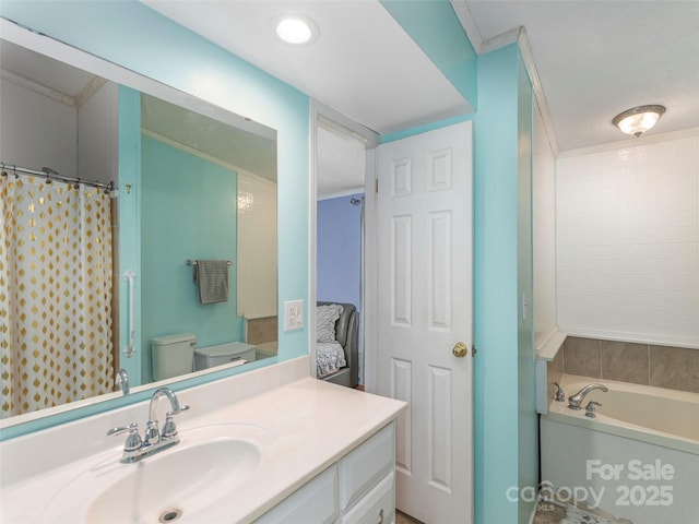 9 Redmond Dr, Alexander, NC 28701 - full bath featuring toilet, a bathtub, curtained shower, and vanity