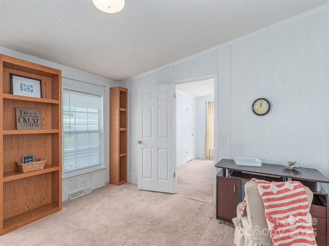 9 Redmond Dr, Alexander, NC 28701 - carpeted office featuring vaulted ceiling, crown molding, and visible vents