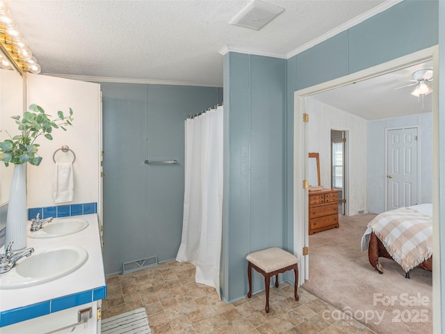 9 Redmond Dr, Alexander, NC 28701 - bathroom featuring a textured ceiling, visible vents, and a sink