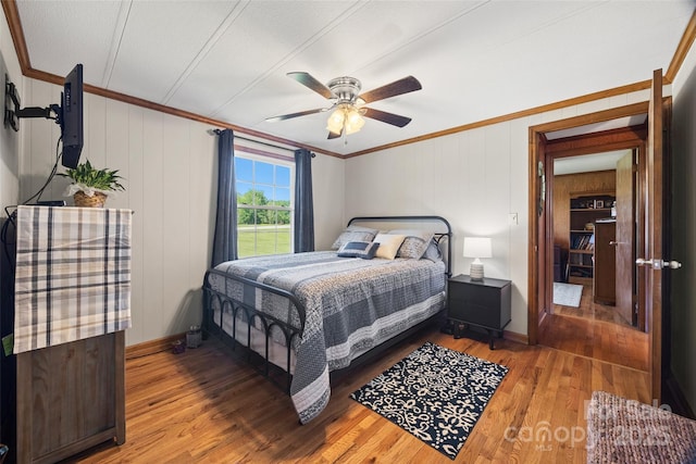 105 Carrie Ln Unit 3, Cherryville, NC 28021 - bedroom featuring ceiling fan, ornamental molding, baseboards, and wood finished floors