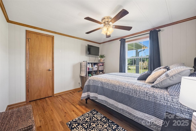 105 Carrie Ln Unit 3, Cherryville, NC 28021 - bedroom featuring crown molding, light wood-style floors, baseboards, and ceiling fan