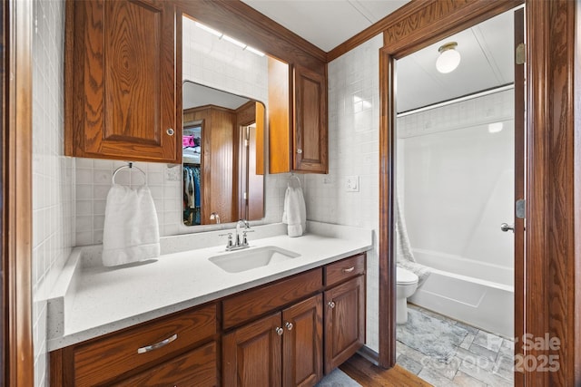 105 Carrie Ln Unit 3, Cherryville, NC 28021 - full bath with toilet, shower / tub combo with curtain, tasteful backsplash, and vanity