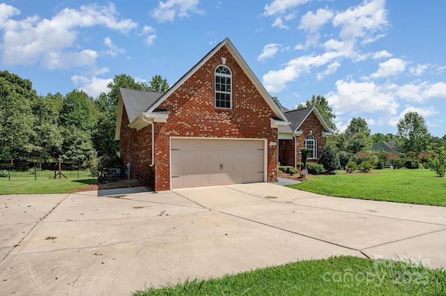 600 Old Hardin Rd, Dallas, NC 28034 - traditional home featuring brick siding, fence, a shingled roof, concrete driveway, and a front lawn