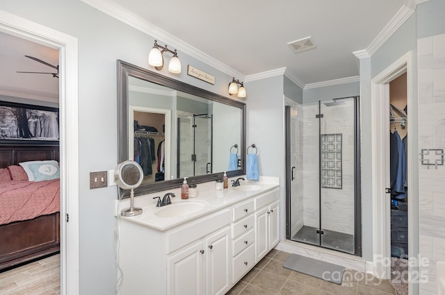 600 Old Hardin Rd, Dallas, NC 28034 - ensuite bathroom with a sink, crown molding, ensuite bath, and visible vents