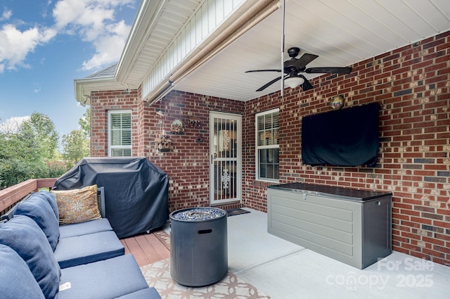 600 Old Hardin Rd, Dallas, NC 28034 - view of patio / terrace with ceiling fan and area for grilling