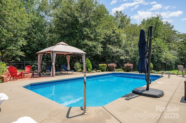 600 Old Hardin Rd, Dallas, NC 28034 - view of pool with fence, a gazebo, a fenced in pool, and a patio