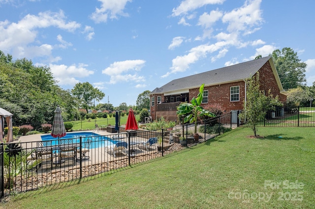 600 Old Hardin Rd, Dallas, NC 28034 - view of swimming pool featuring a yard, a patio, fence, and a fenced in pool