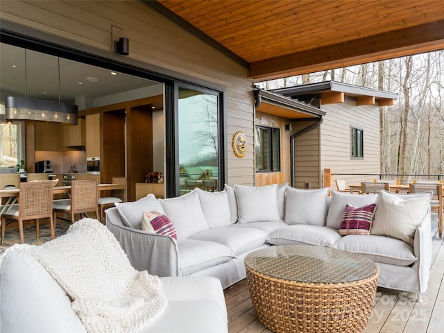 391 High Hickory Trl, Swannanoa, NC 28778 - wooden terrace featuring outdoor lounge area and outdoor dining area
