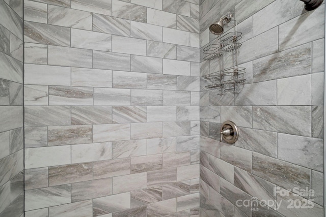 details with a tile shower