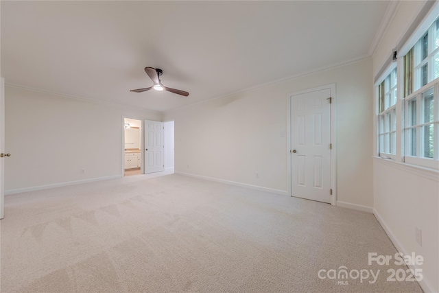 2310 Vestry Pl, Charlotte, NC 28270 - carpeted empty room with a ceiling fan, ornamental molding, and baseboards