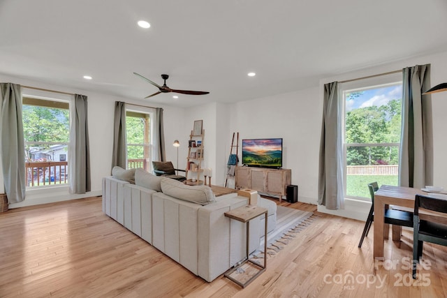 30 Spaulding Dr, Candler, NC 28715 - living room with light wood-style floors, ceiling fan, and recessed lighting