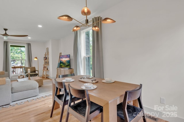 30 Spaulding Dr, Candler, NC 28715 - dining space with light wood finished floors, recessed lighting, and ceiling fan