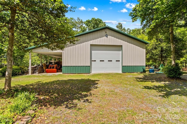 3755 River Rd, Richfield, NC 28137 - garage featuring a detached garage and dirt driveway