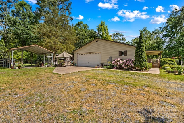3755 River Rd, Richfield, NC 28137 - view of front of house with a front yard, a detached carport, and driveway