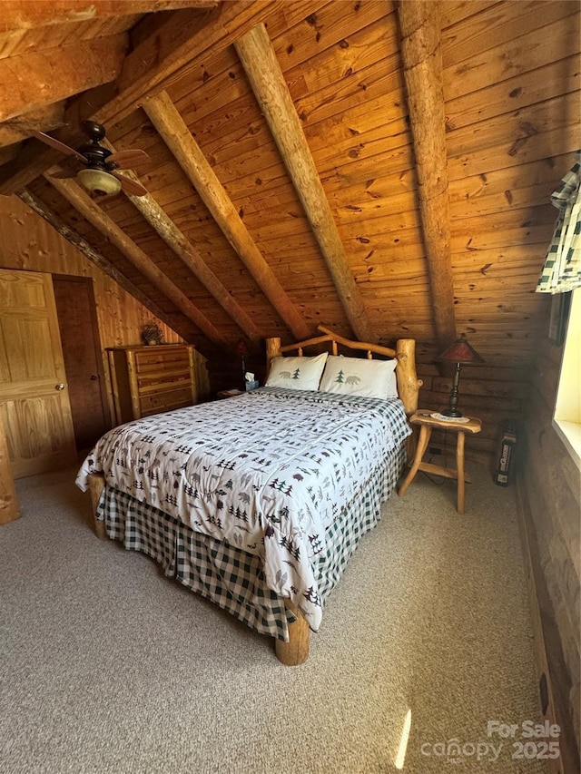 7348 Joe Johnson St, Newland, NC 28657 - carpeted bedroom featuring wooden walls and wood ceiling