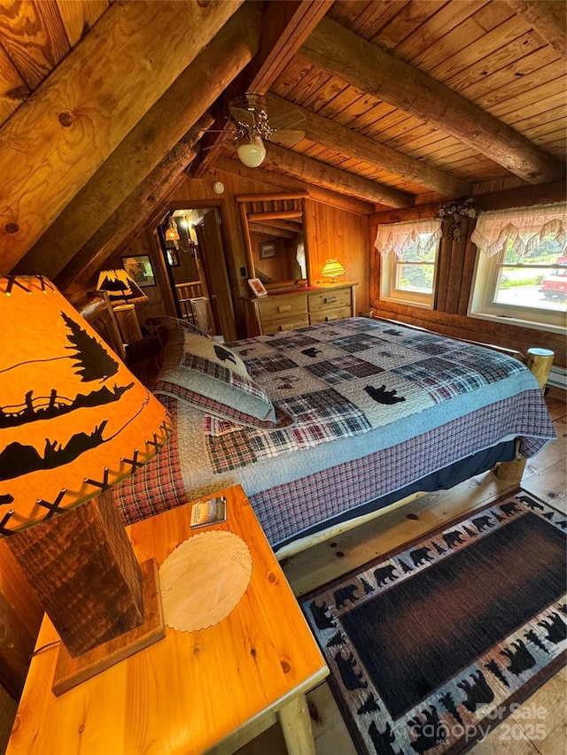 7348 Joe Johnson St, Newland, NC 28657 - bedroom with wood walls, wood ceiling, and wood finished floors