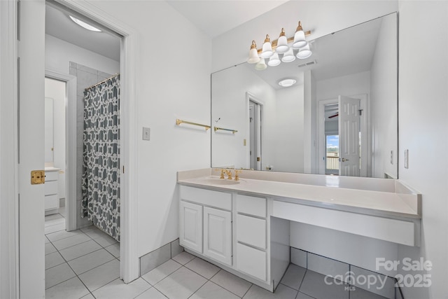 16108 Woolwine Rd, Charlotte, NC 28278 - full bath with vanity, tile patterned flooring, and a shower with shower curtain