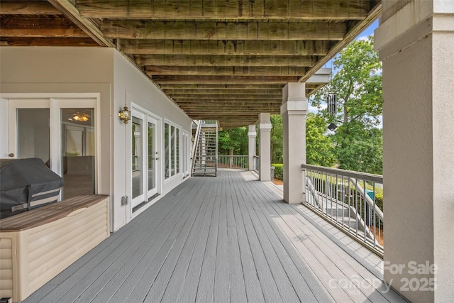 16108 Woolwine Rd, Charlotte, NC 28278 - wooden terrace with french doors