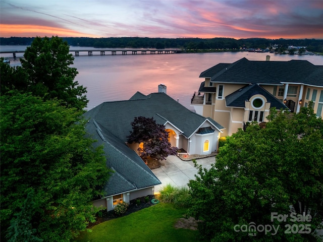16108 Woolwine Rd, Charlotte, NC 28278 - aerial view at dusk of a water view