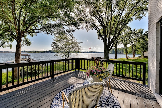 9115 Clement Cir, Terrell, NC 28682 - wooden deck featuring a water view