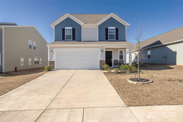 2754 Legacy Ridge Ln, Catawba, NC 28609 - traditional home featuring board and batten siding, brick siding, driveway, and an attached garage