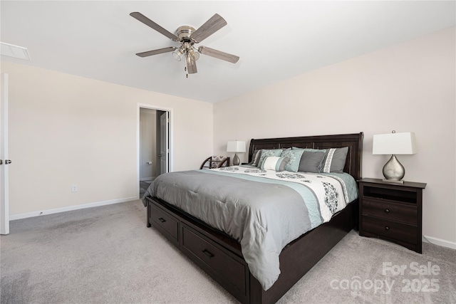 2754 Legacy Ridge Ln, Catawba, NC 28609 - bedroom with light colored carpet, baseboards, and ceiling fan