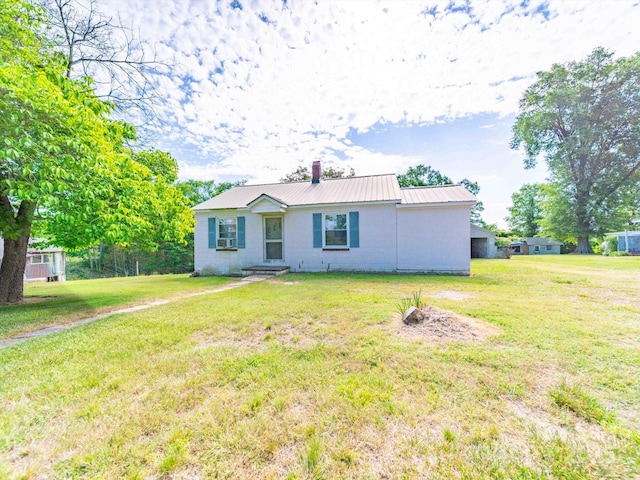 1470 Hilltop St, Albemarle, NC 28001 - view of front of property with a chimney, metal roof, and a front lawn