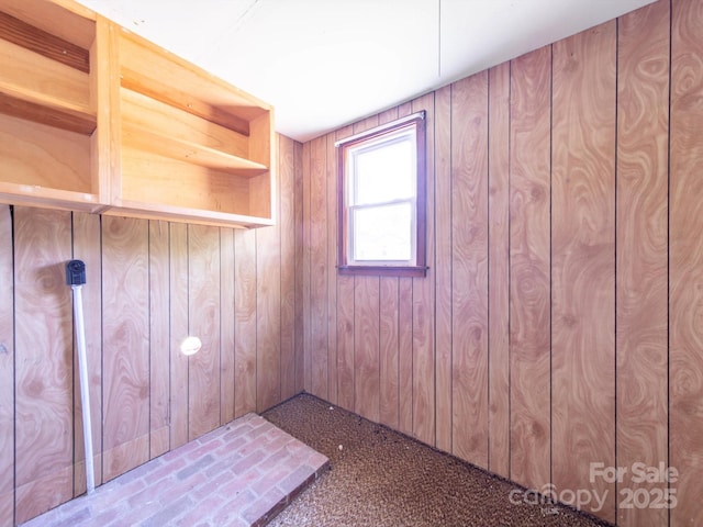 1470 Hilltop St, Albemarle, NC 28001 - interior space with wooden walls and carpet floors