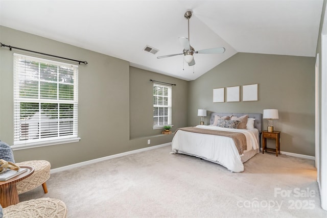 10421 Columbia Crest Ct, Charlotte, NC 28270 - bedroom featuring light colored carpet, vaulted ceiling, and ceiling fan