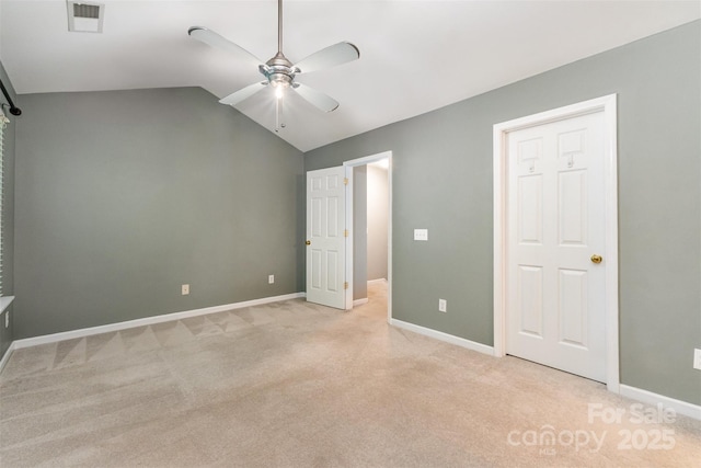 10421 Columbia Crest Ct, Charlotte, NC 28270 - unfurnished bedroom with light carpet, vaulted ceiling, and ceiling fan