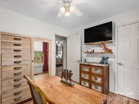 55 Christine Ct, Waynesville, NC 28786 - home office featuring ceiling fan and wood finished floors