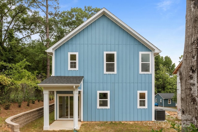 518 Herms Ave, Mount Holly, NC 28120 - back of property with cooling unit and board and batten siding