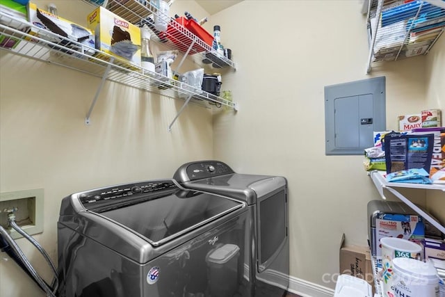 5730 Closeburn Rd Unit H, Charlotte, NC 28210 - laundry area with electric panel, washer and clothes dryer, and baseboards