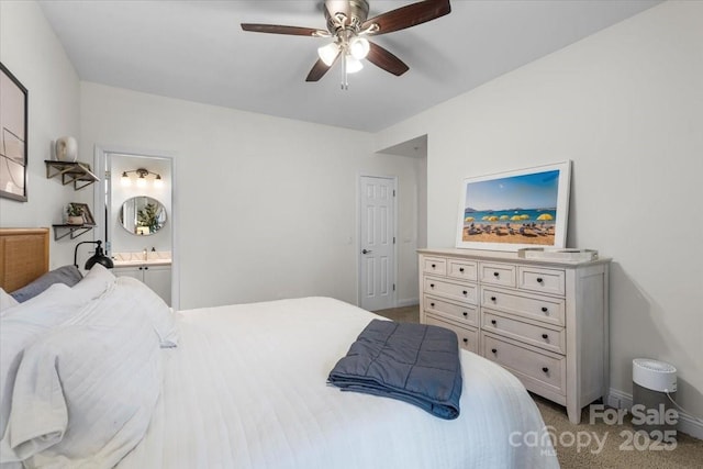 5730 Closeburn Rd Unit H, Charlotte, NC 28210 - carpeted bedroom featuring baseboards, ensuite bathroom, and a ceiling fan
