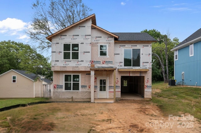 522 Herms Ave, Mount Holly, NC 28120 - view of front facade with central air condition unit and stucco siding
