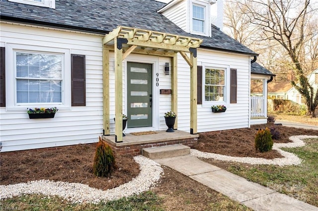 900 Gales Ave, Winston Salem, NC 27103 - property entrance featuring a pergola and a shingled roof