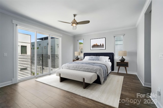 945 Westbrook Dr Unit A, Charlotte, NC 28202 - bedroom with access to exterior, multiple windows, ornamental molding, and wood finished floors