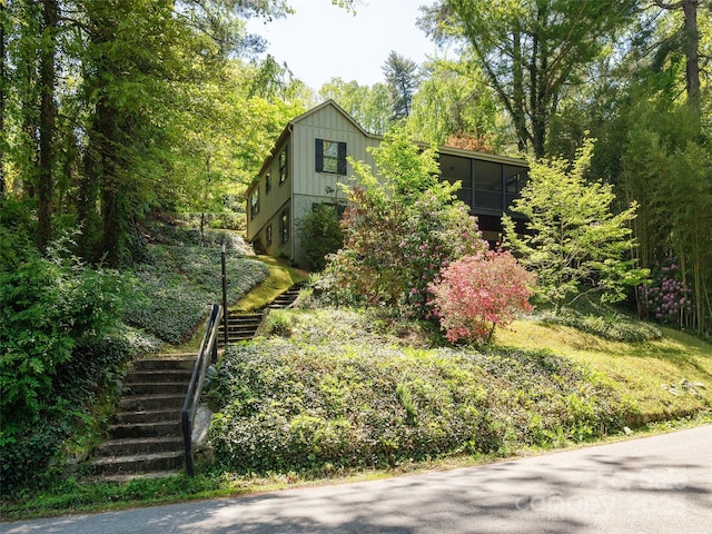 203 Lake Dr, Hendersonville, NC 28739 - view of yard featuring stairs