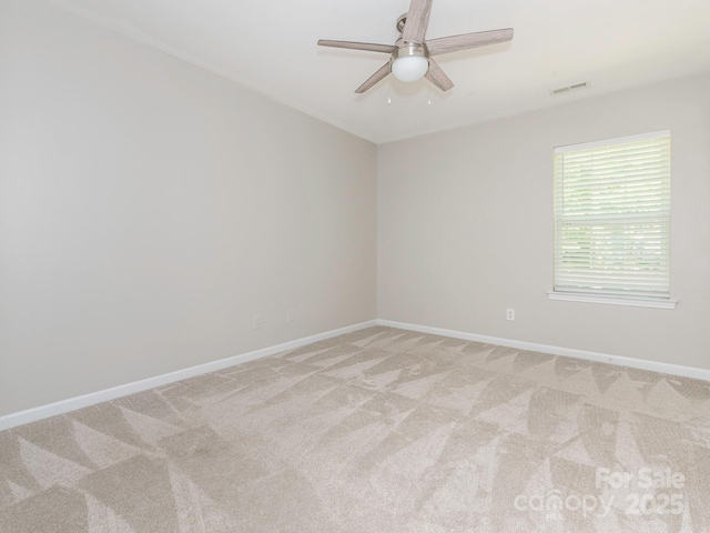 3626 Cole Mill Rd, Charlotte, NC 28270 - spare room with light colored carpet, baseboards, and a ceiling fan