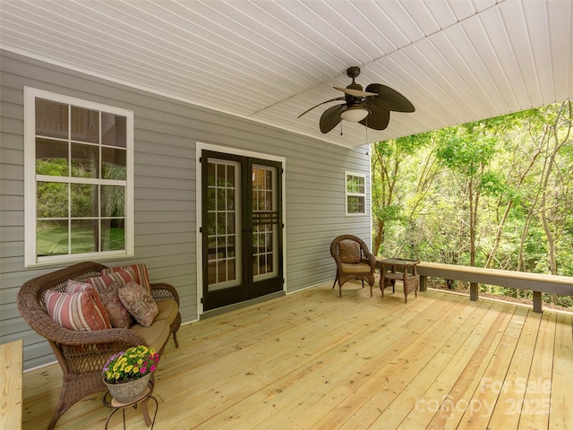 15 Dansford Ln, Arden, NC 28704 - wooden terrace with a ceiling fan