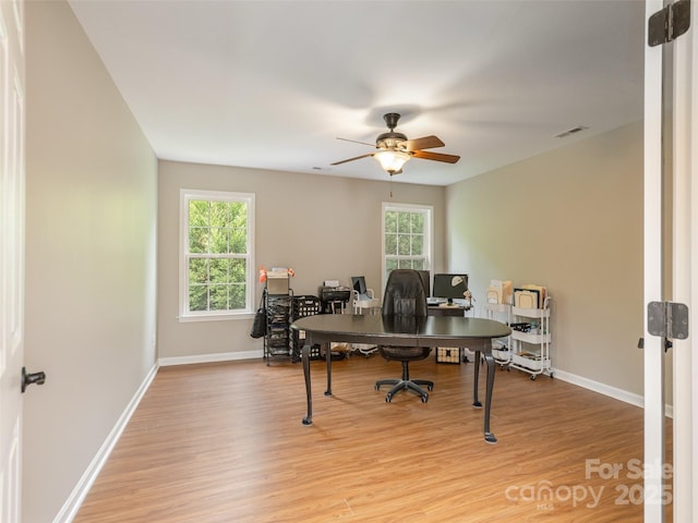 15 Dansford Ln, Arden, NC 28704 - office space featuring baseboards, a ceiling fan, and light wood-style floors