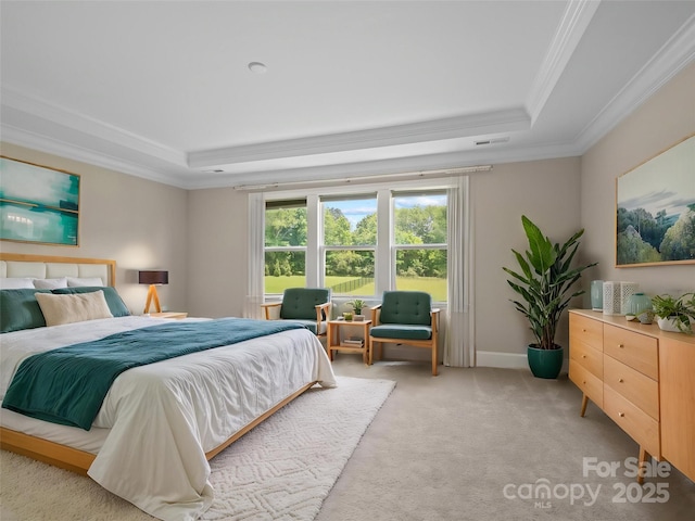 709 Cavesson Way, Monroe, NC 28110 - bedroom with a tray ceiling, crown molding, and light colored carpet